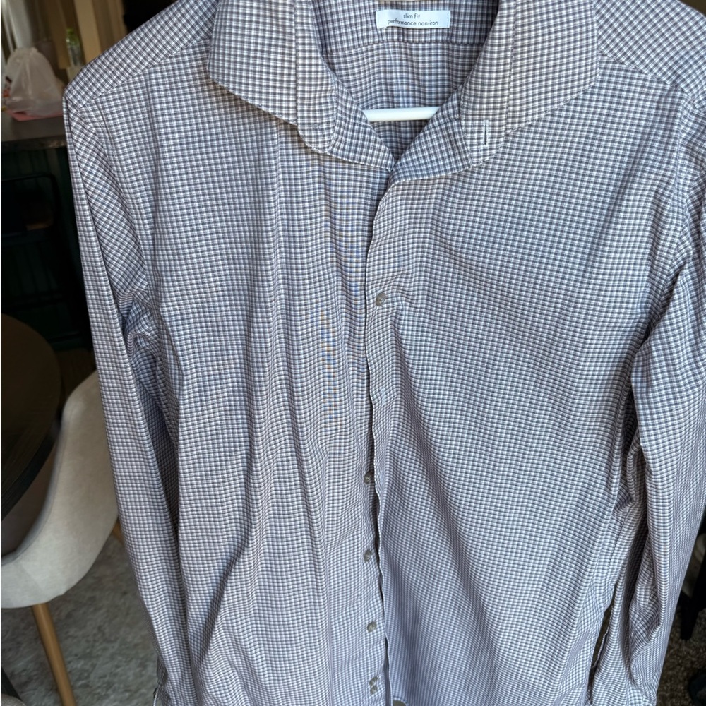 Calvin Klein Men's Black and White Checkered Shirt